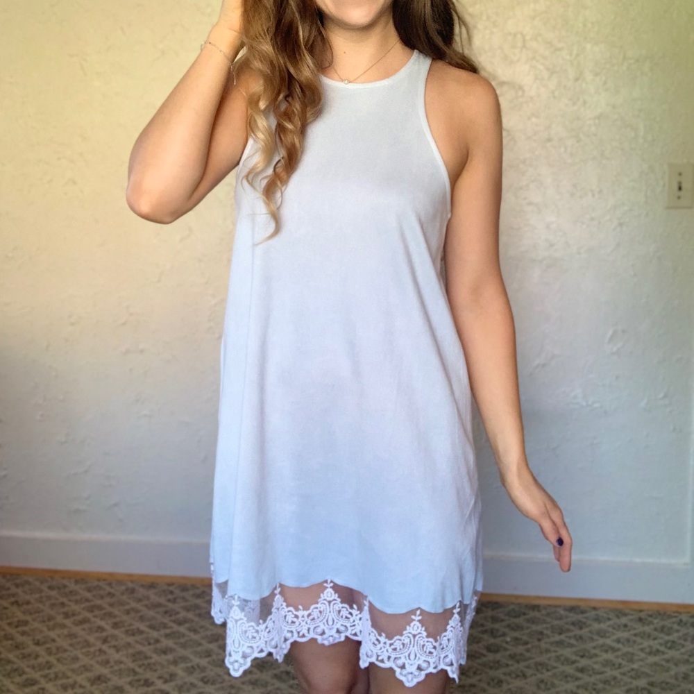 Altar’d State light blue dress with lace trim